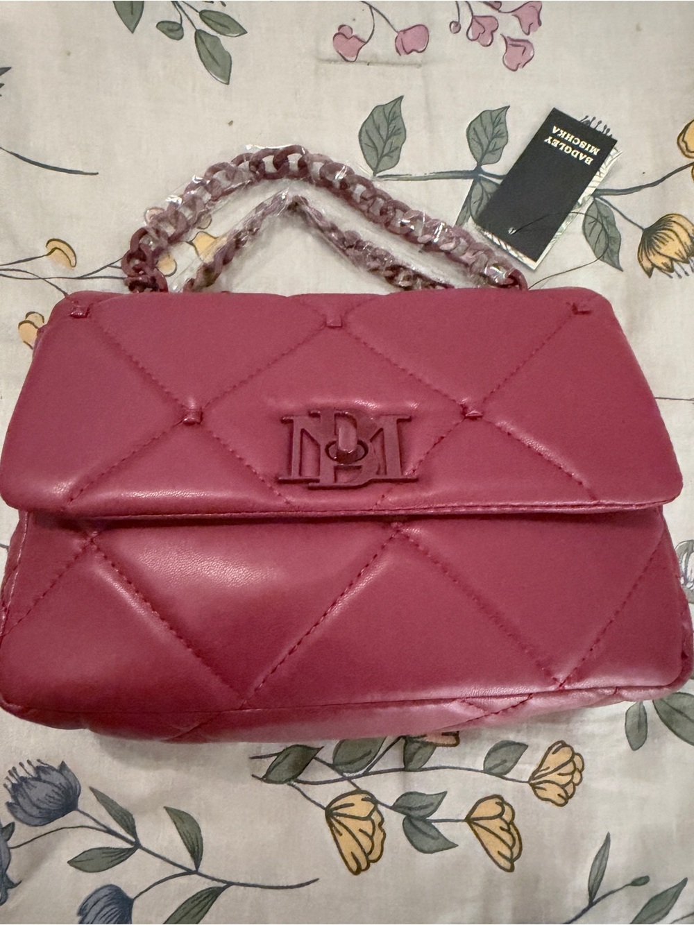 Quilted Pink Chain Shoulder Bag by Unknown Brand